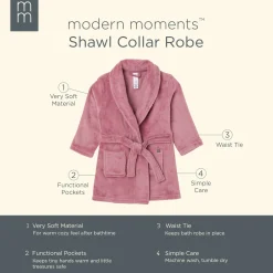 Embroidered Infant & Toddler Girls Rose Shawl Collar Robe