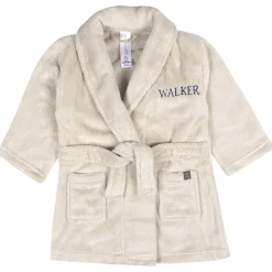Embroidered Infant & Toddler Neutral Light Beige Shawl Collar Robe