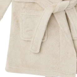 Embroidered Infant & Toddler Neutral Light Beige Shawl Collar Robe