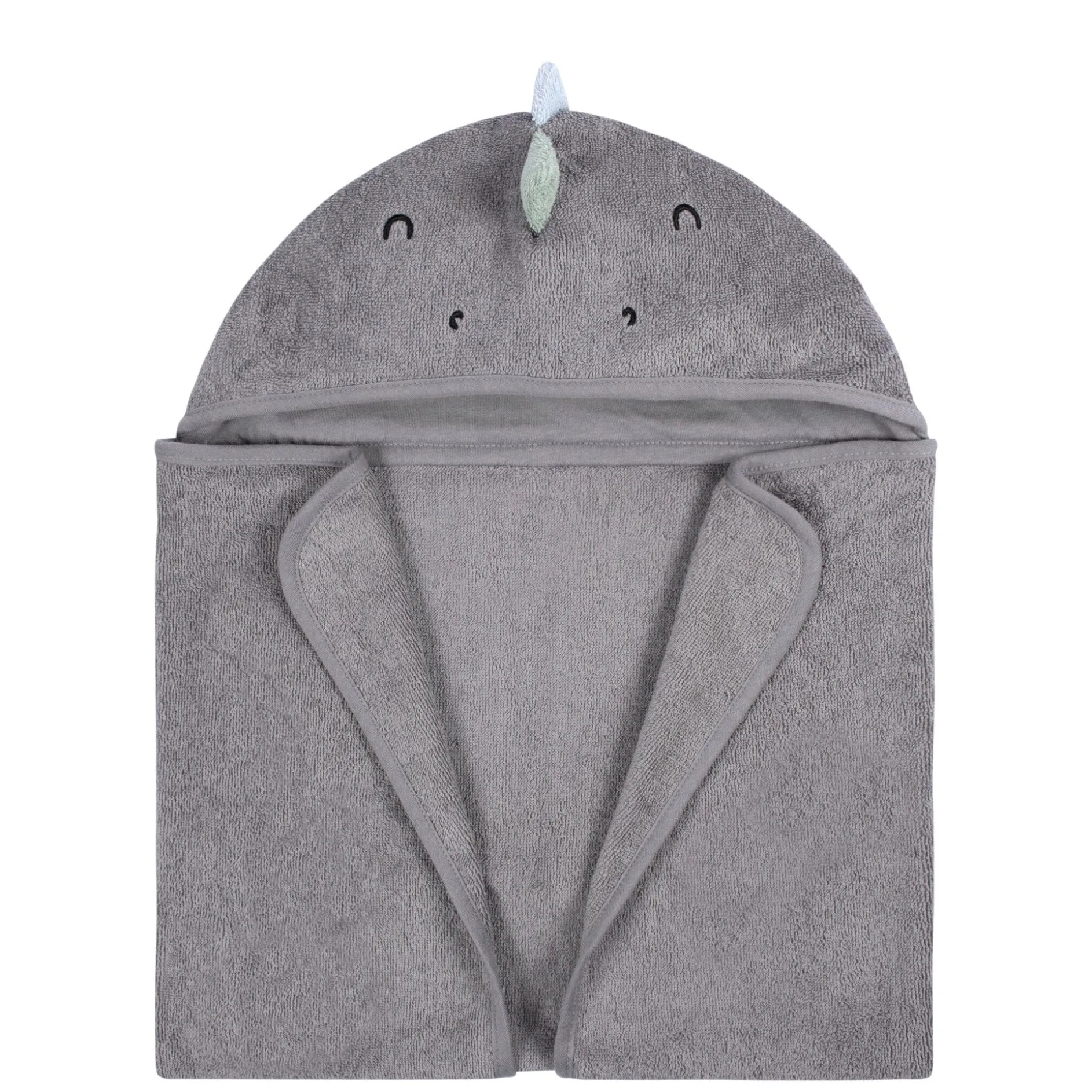 Embroidered 4-Piece Baby Boys Charcoal Dino Towel & Washcloths Set
