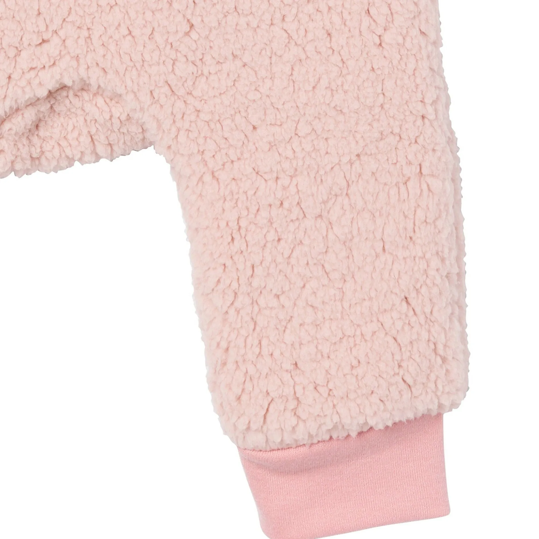Embroidered 2-Piece Baby Girls Light Pink Sherpa Drop Shoulder Top & Pants