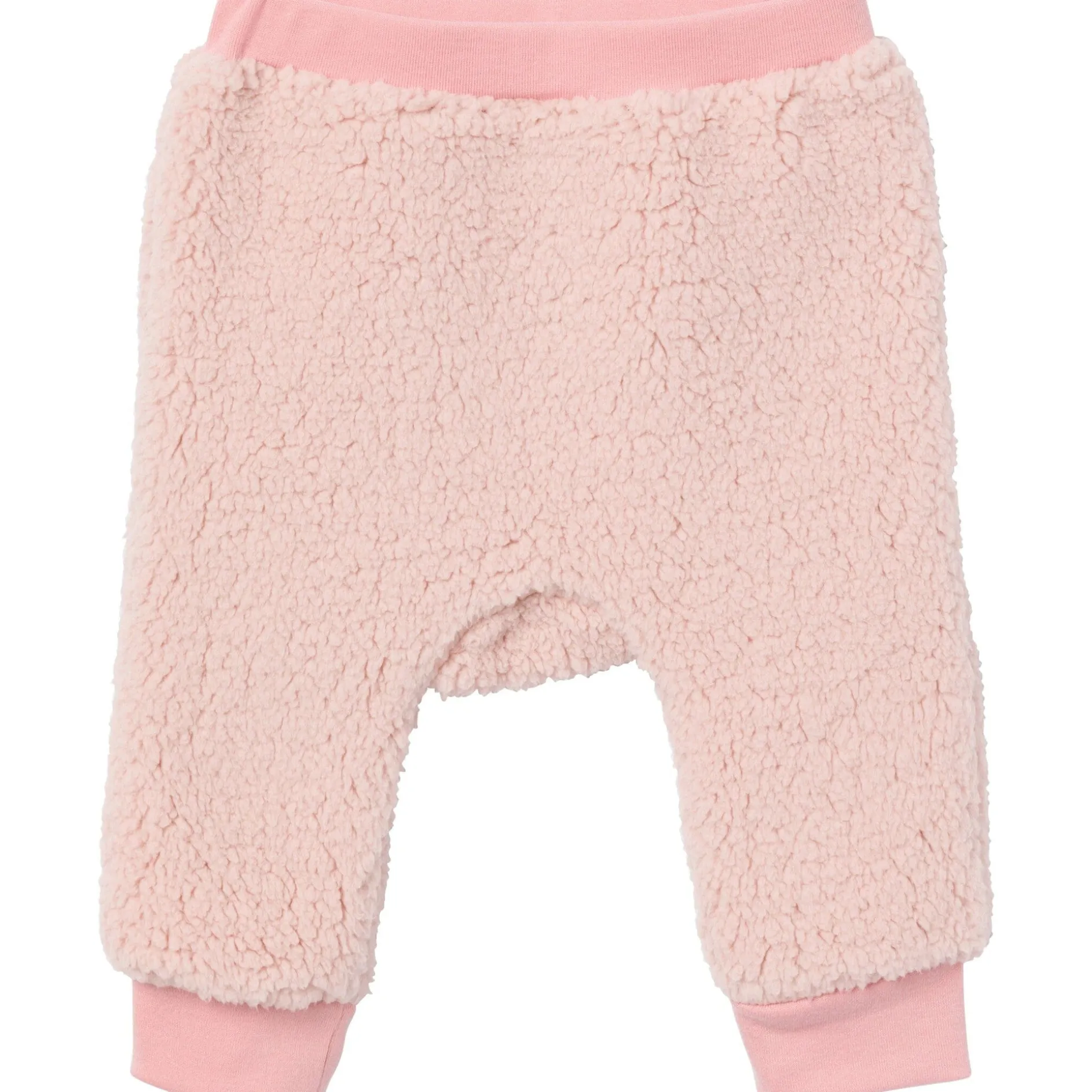 Embroidered 2-Piece Baby Girls Light Pink Sherpa Drop Shoulder Top & Pants