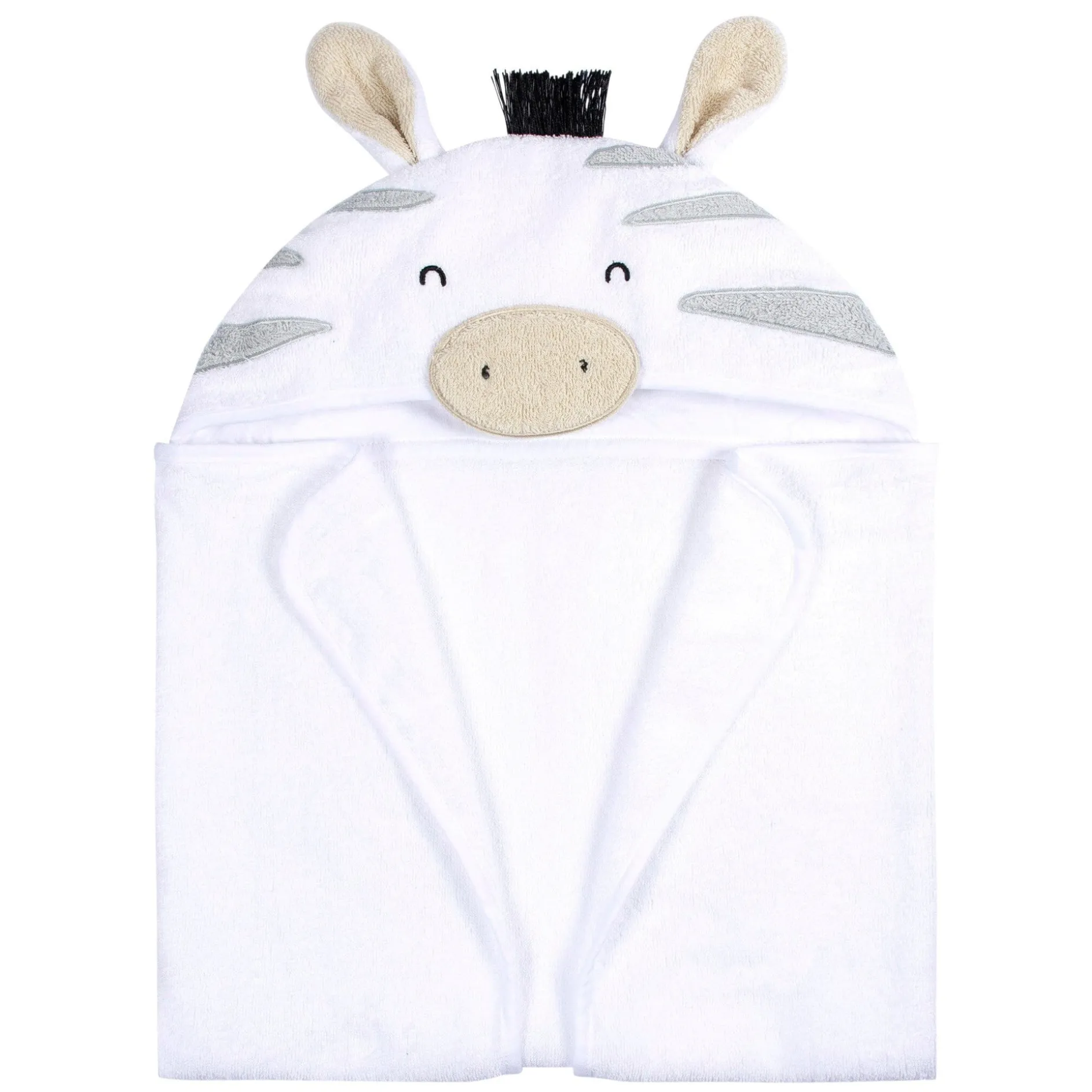 Embroidered 4-Piece Baby Neutral Zebra Towel & Washcloths