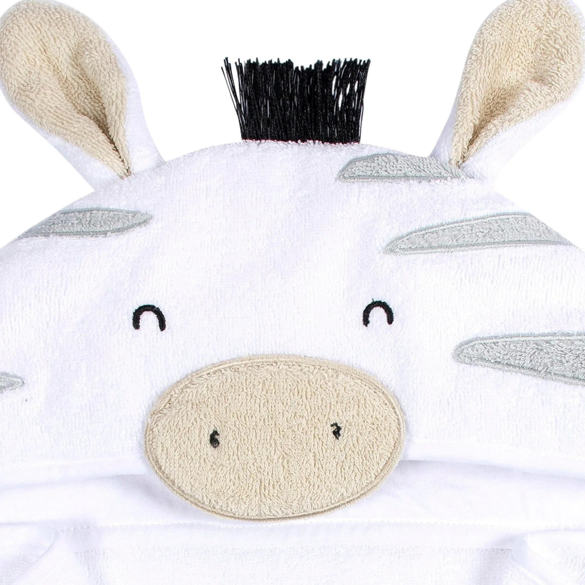 Embroidered 4-Piece Baby Neutral Zebra Towel & Washcloths