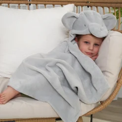 Embroidered 2-Piece Elephant Hooded Wearable Blanket & Security Blanket Set
