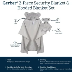 Embroidered 2-Piece Elephant Hooded Wearable Blanket & Security Blanket Set