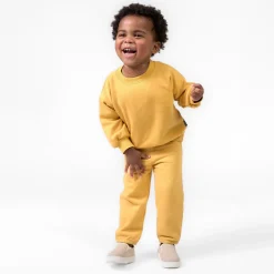 Embroidered 2-Piece Infant & Toddler Neutral Yellow Sweatshirt & Pant Set