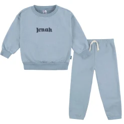Embroidered 2-Piece Infant & Toddler Neutral Blue Sweatshirt & Pant Set