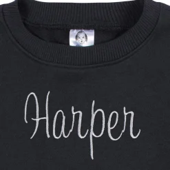 Embroidered 2-Piece Infant & Toddler Neutral Black Sweatshirt & Pant Set