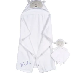 Embroidered 2-Piece Lamb Wearable Blanket & Security Blanket Set