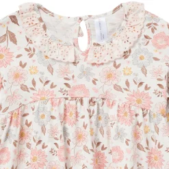 Girls Fall Floral Neck Ruffle Dress