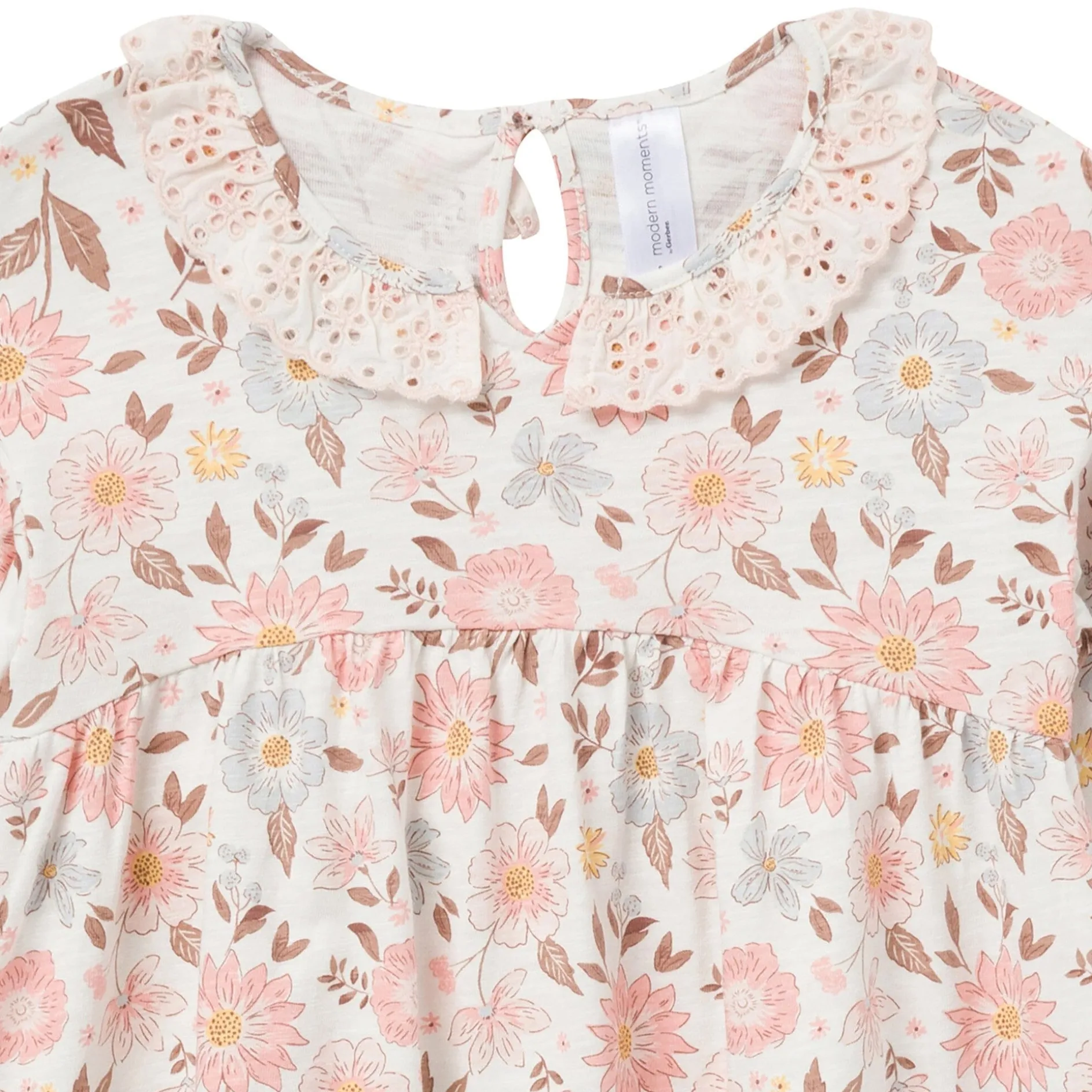 Girls Fall Floral Neck Ruffle Dress