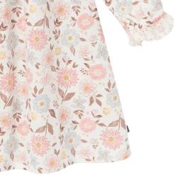 Girls Fall Floral Neck Ruffle Dress