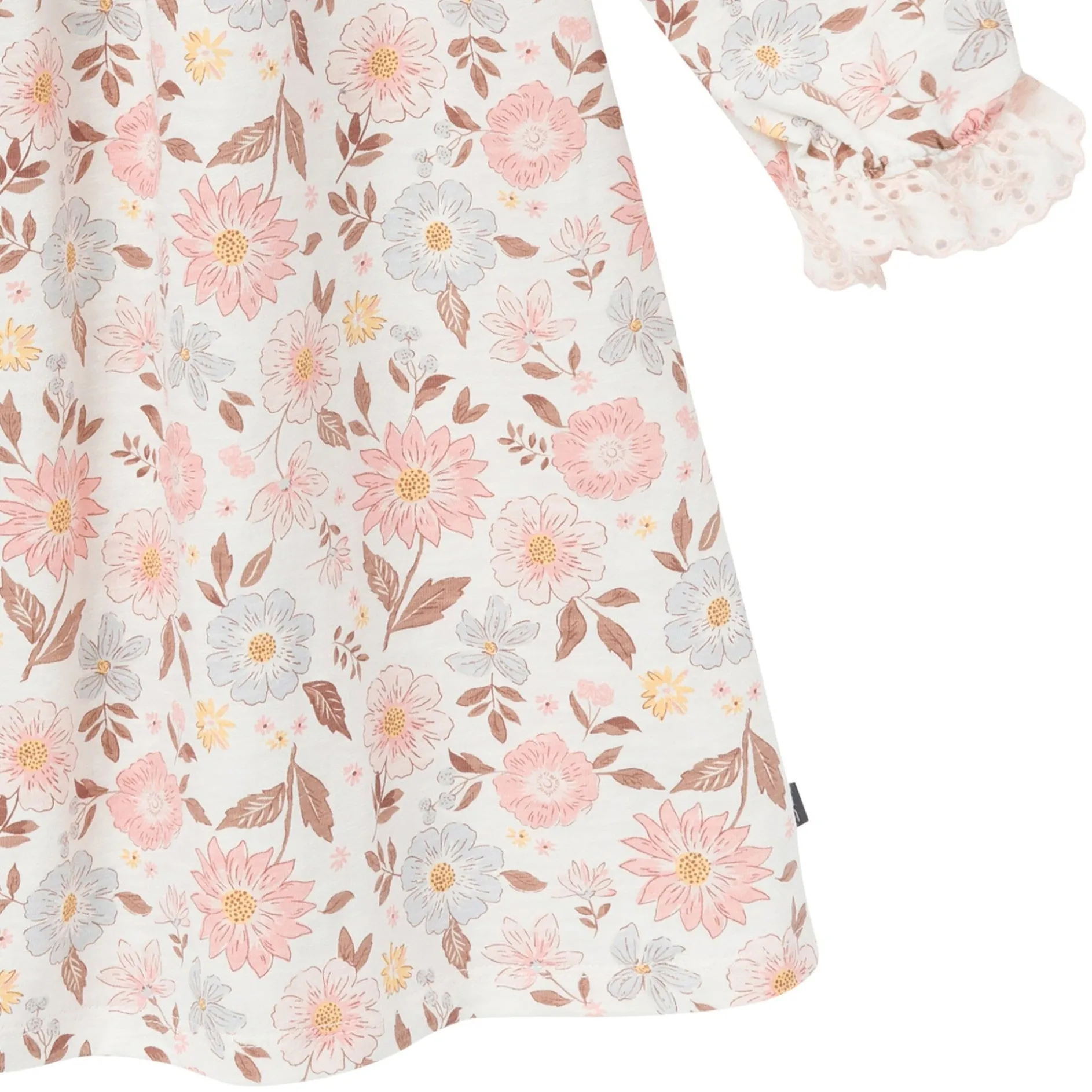 Girls Fall Floral Neck Ruffle Dress