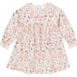 Girls Fall Floral Neck Ruffle Dress