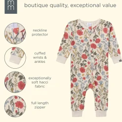 Girls Off-White Floral Snug Fit Footless Pajamas