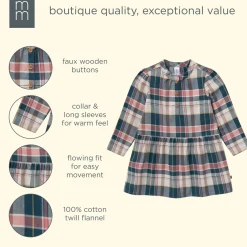 Girls Orion Blue Plaid Collared Dress