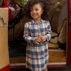 Girls Orion Blue Plaid Collared Dress