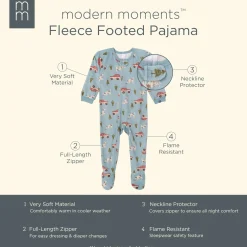 Infant and Toddler Boys Blue Camp Footed Fleece Pajamas