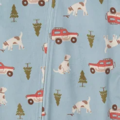 Infant and Toddler Boys Blue Camp Footed Fleece Pajamas