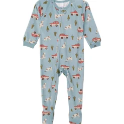 Infant and Toddler Boys Blue Camp Footed Fleece Pajamas
