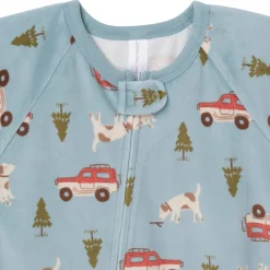 Infant and Toddler Boys Blue Camp Footed Fleece Pajamas