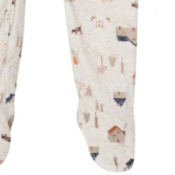 Infant and Toddler Boys Oatmeal Village Footed Fleece Pajamas