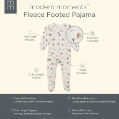 Infant and Toddler Boys Oatmeal Village Footed Fleece Pajamas