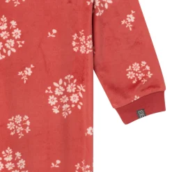 Infant and Toddler Girls Red Bouquet Footed Fleece Pajamas