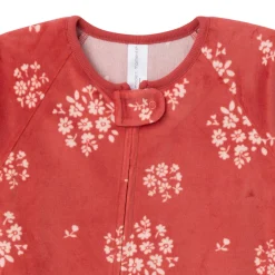 Infant and Toddler Girls Red Bouquet Footed Fleece Pajamas