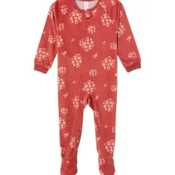 Infant and Toddler Girls Red Bouquet Footed Fleece Pajamas