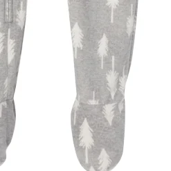 Infant and Toddler Neutral Grey Heather Trees Footed Fleece Pajamas