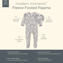 Infant and Toddler Neutral Grey Heather Trees Footed Fleece Pajamas