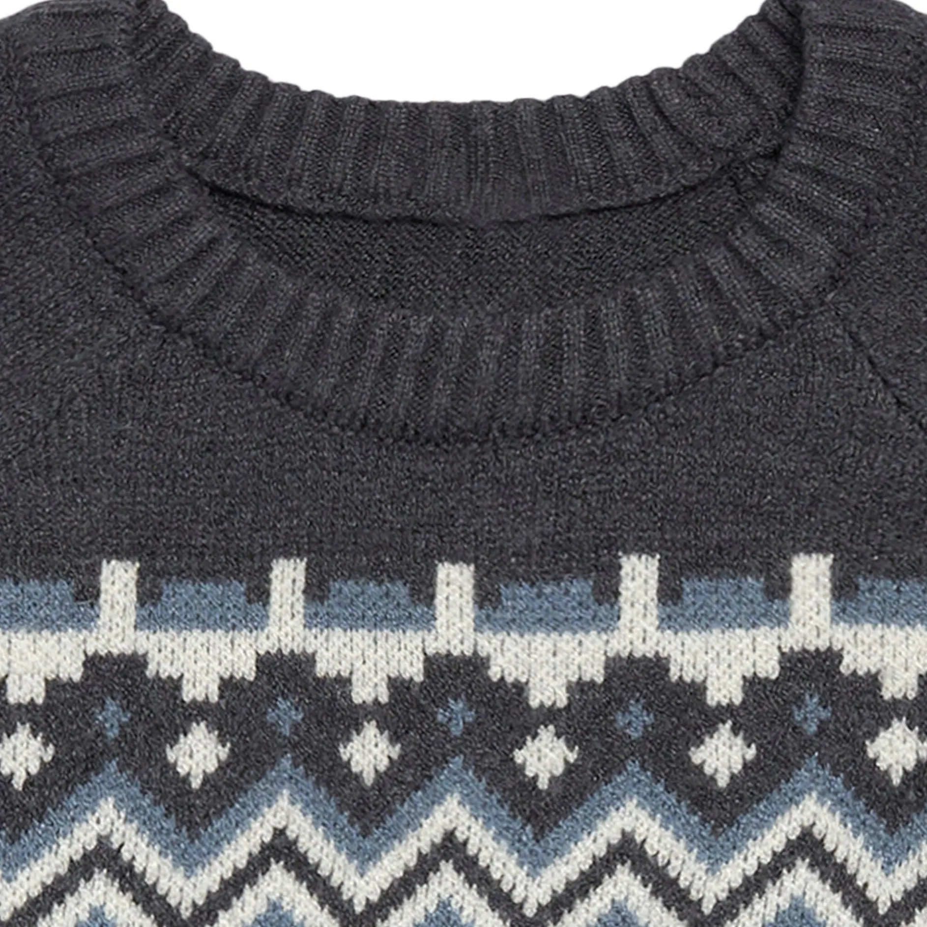 Infant & Toddler Boys Dark Grey Heather Fair Isle Viscose Sweater