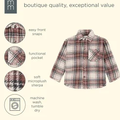 Infant & Toddler Boys Gray and Brown Plaid Sherpa Jacket