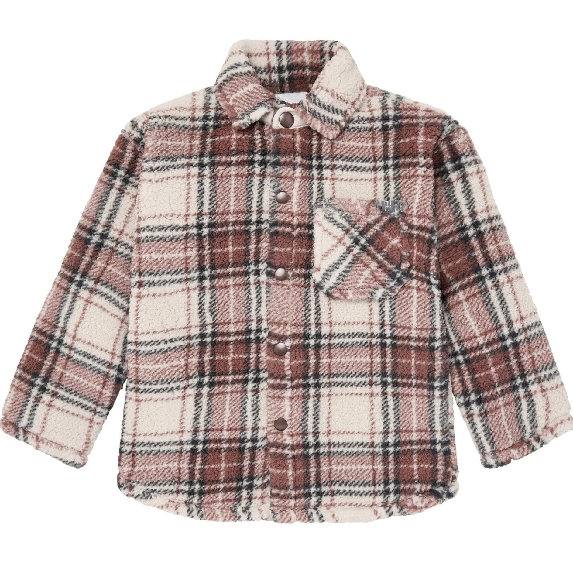 Infant & Toddler Boys Gray and Brown Plaid Sherpa Jacket