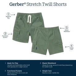 Infant & Toddler Boys Green Twill Cargo Shorts