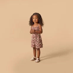 Infant & Toddler Girls Brown Star Floral Ruffle Romper