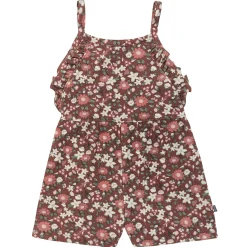 Infant & Toddler Girls Brown Star Floral Ruffle Romper