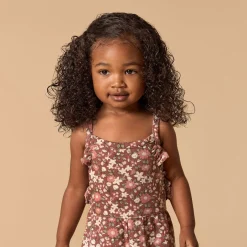 Infant & Toddler Girls Brown Star Floral Ruffle Romper