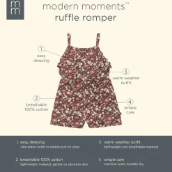 Infant & Toddler Girls Brown Star Floral Ruffle Romper