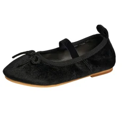 Infant & Toddler Girls Grey Velvet Ballet Flats