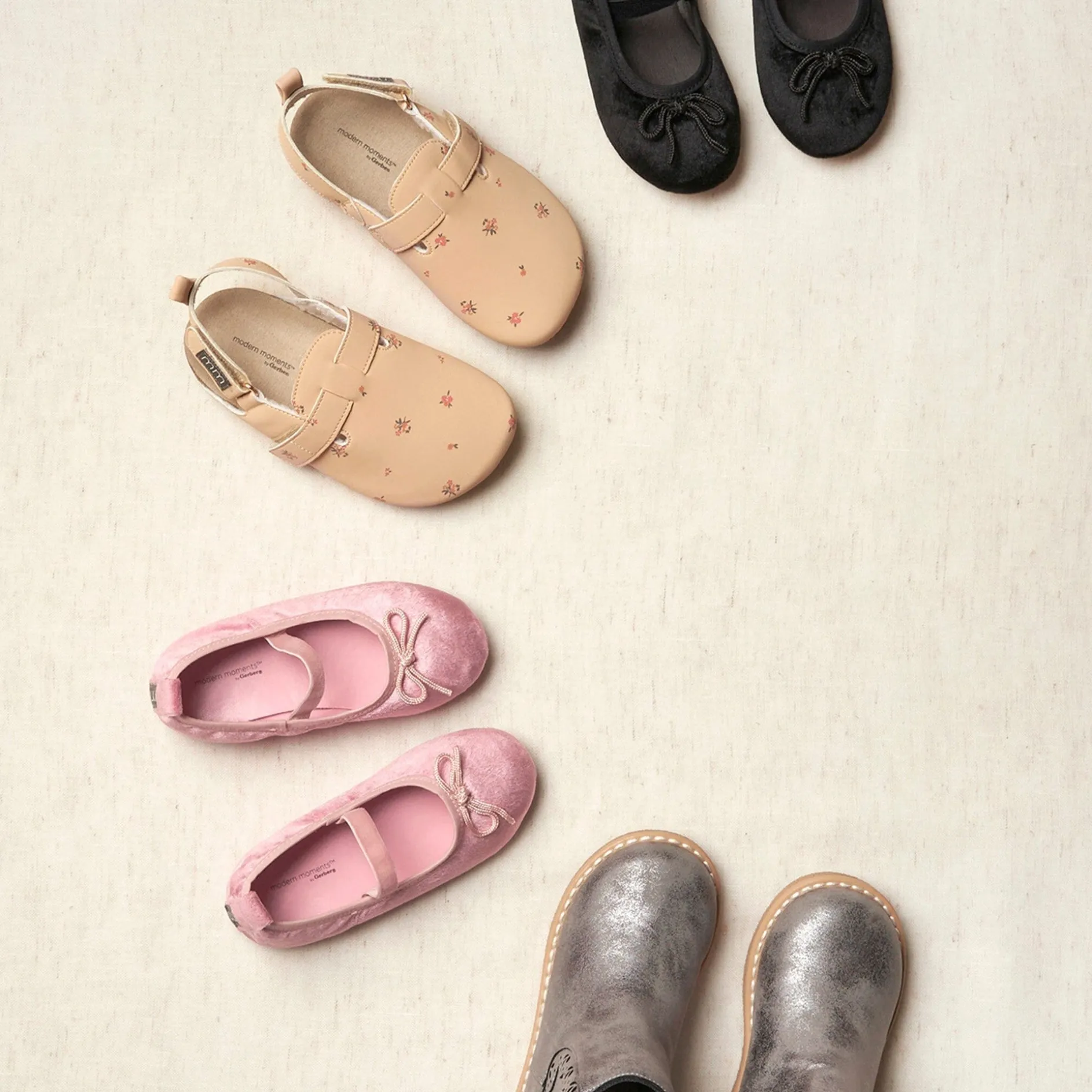 Infant & Toddler Girls Grey Velvet Ballet Flats