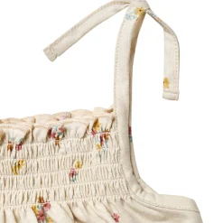 Infant & Toddler Girls Light Beige Flowers Smocked Sleeveless Top