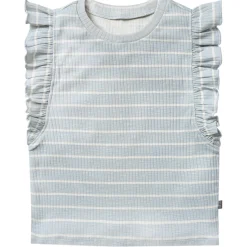 Infant & Toddler Girls Light Blue Stripe Ruffle Sleeveless Top