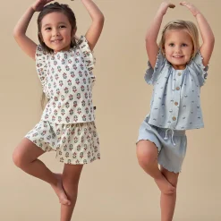 Infant & Toddler Girls Light Blue Smocked Wide Leg Shorts