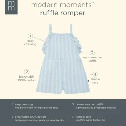 Infant & Toddler Girls Light Blue Mini Flower Stripe Ruffle Romper