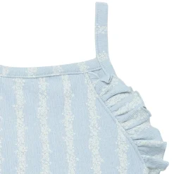 Infant & Toddler Girls Light Blue Mini Flower Stripe Ruffle Romper