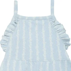 Infant & Toddler Girls Light Blue Mini Flower Stripe Ruffle Romper