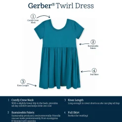 Infant & Toddler Girls Ocean Teal Buttery Soft Viscose Made from Eucalyptus Twirl Dress